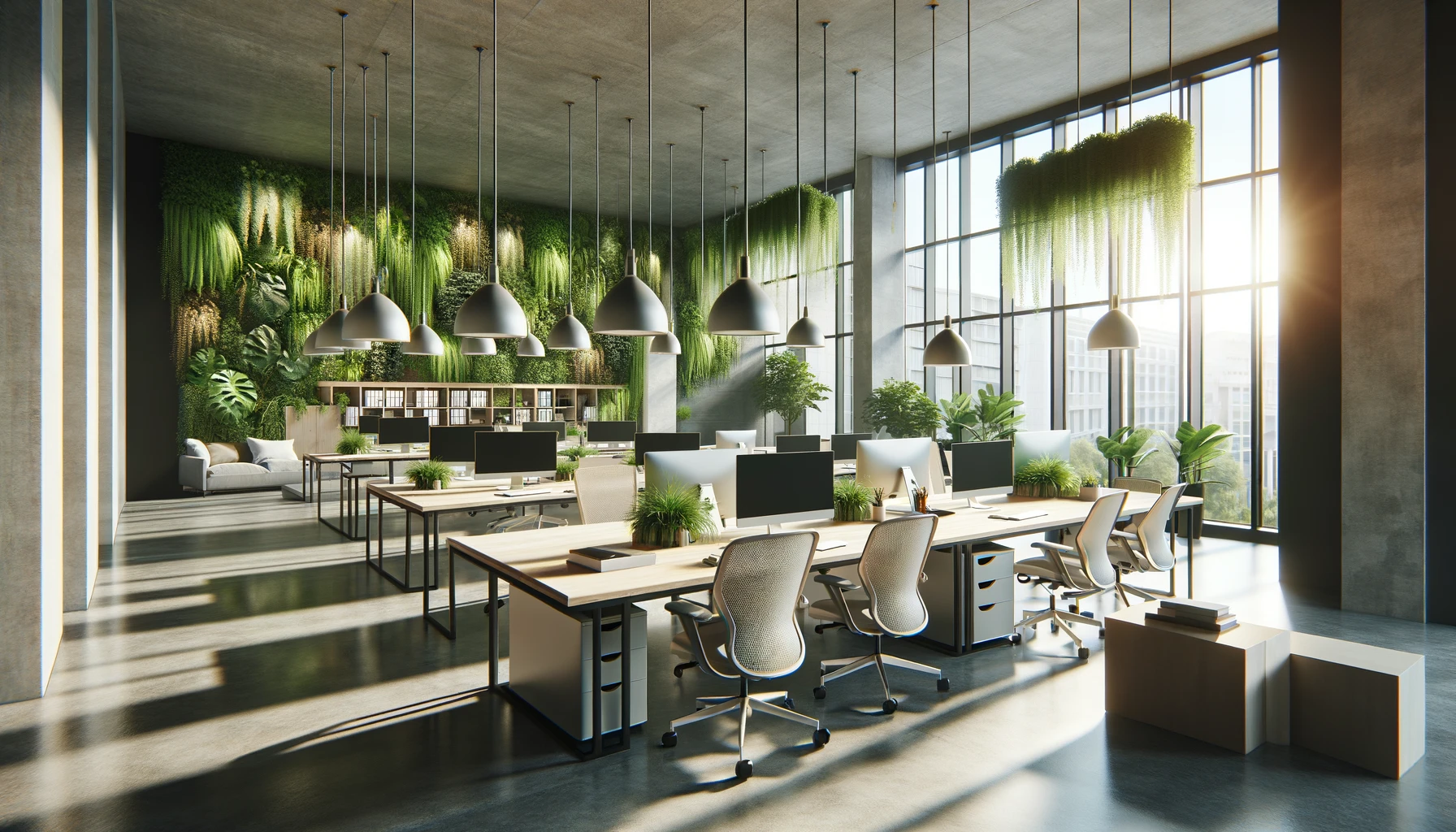 eco-friendly open plan modern office.
