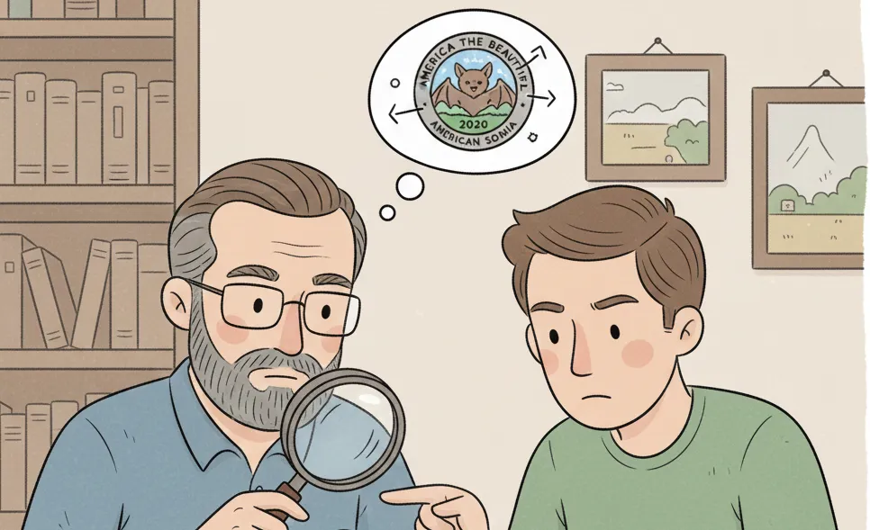 two men check the 2020 Bat Quarter details